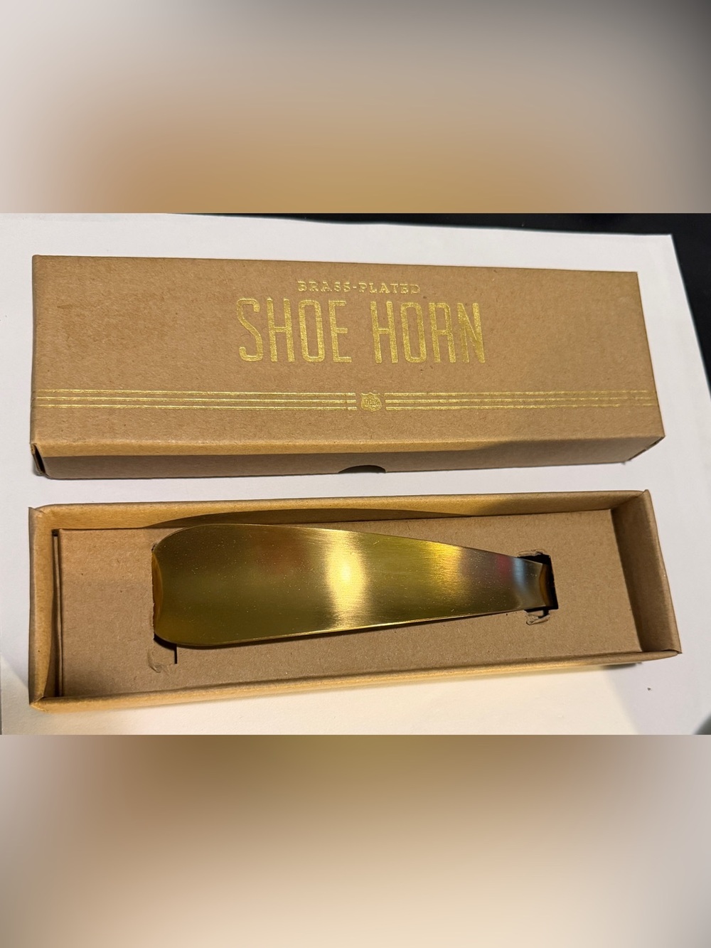 Izola Brass-Plated Gold Shoe Horn - Sleek Men's Accessory with Box
